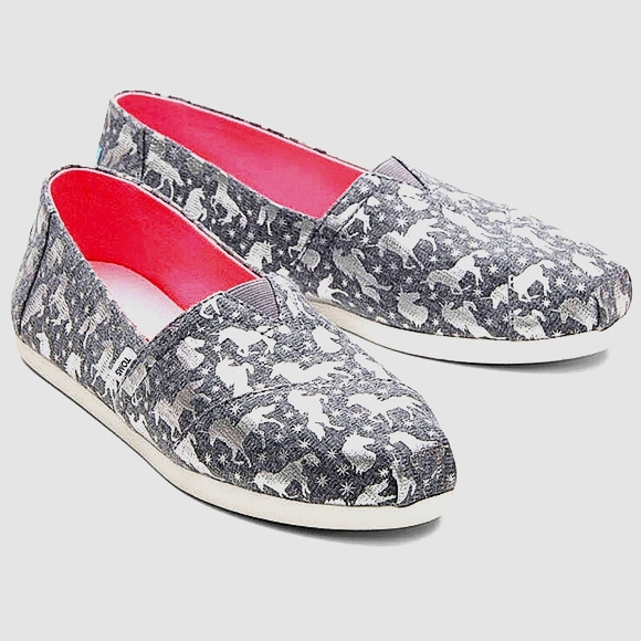 👣TOM'S 💙ALPARGATA Foil Unicorns Slip.On Espadrilles - Picture 2 of 7